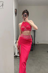OUDE WAAG double-layer hanging slit slit skirt OW-23SS-SK02 pink